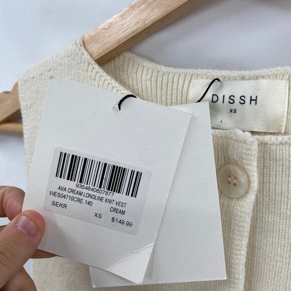 DISSH Ava Cream Longline Knit Vest XS - Picture 5 of 10